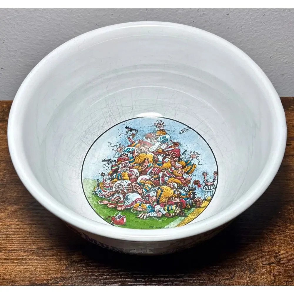 Vintage Gary Patterson Munch Bowl Football Clay Design Very Rare